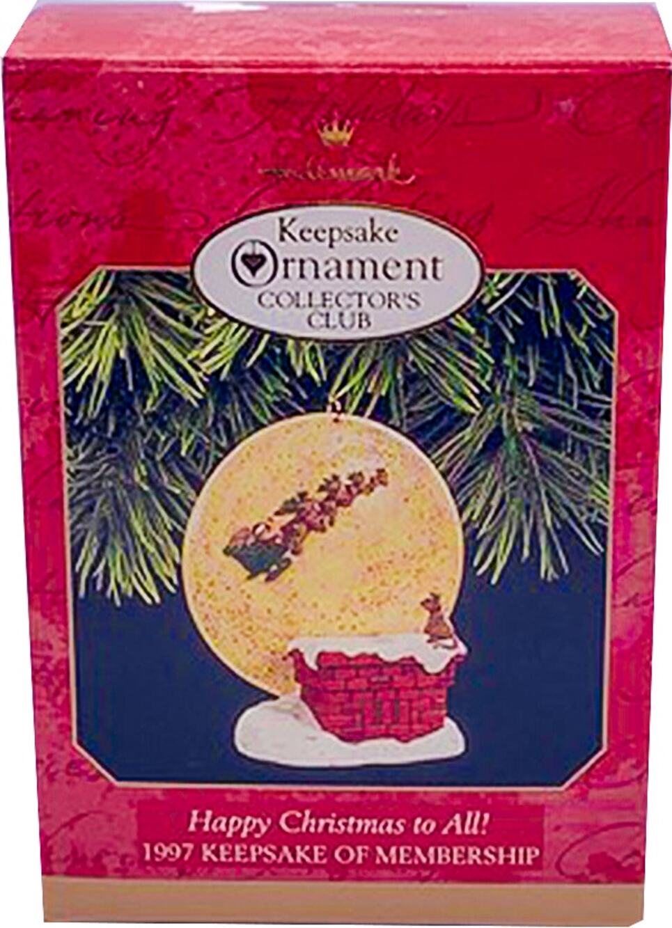1997 Hallmark Keepsake Happy Christmas to All Collector's Club Ornament in Box
